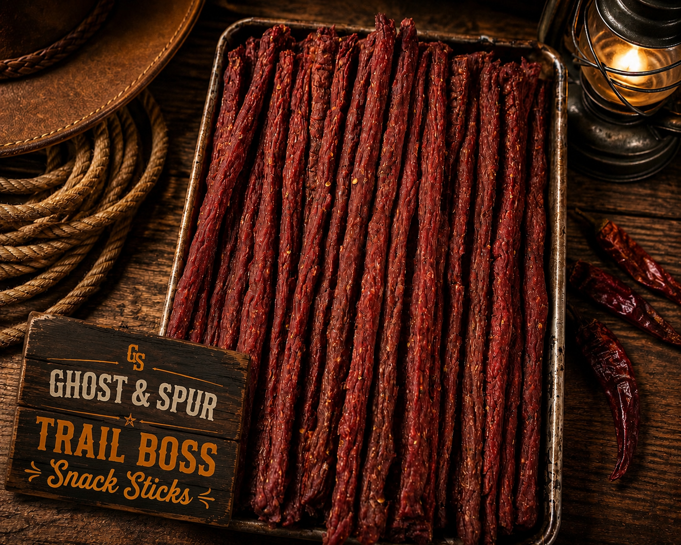 Trail Boss snack sticks on a tray